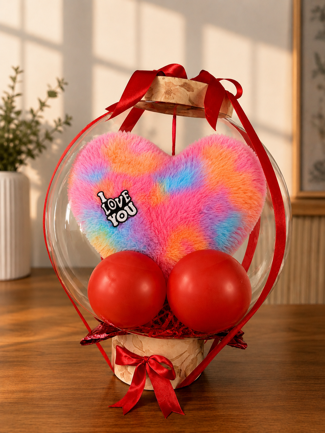 Rainbow Love Heart Balloon Hamper