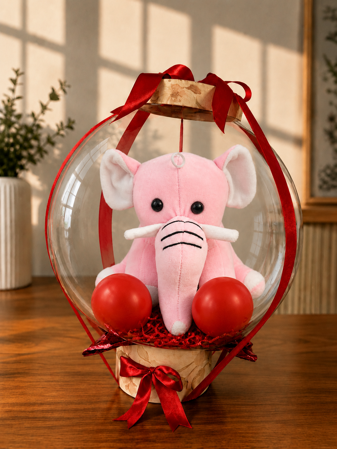 Rosy Elephant Balloon Hamper