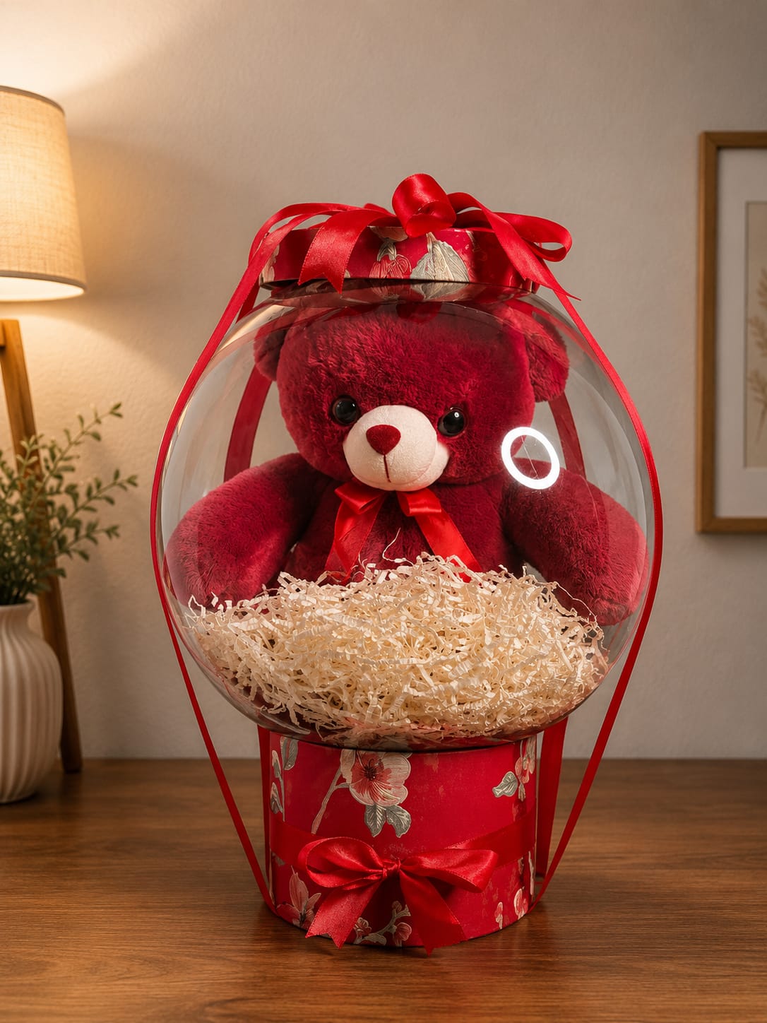 Crimson Love Teddy Balloon Hamper