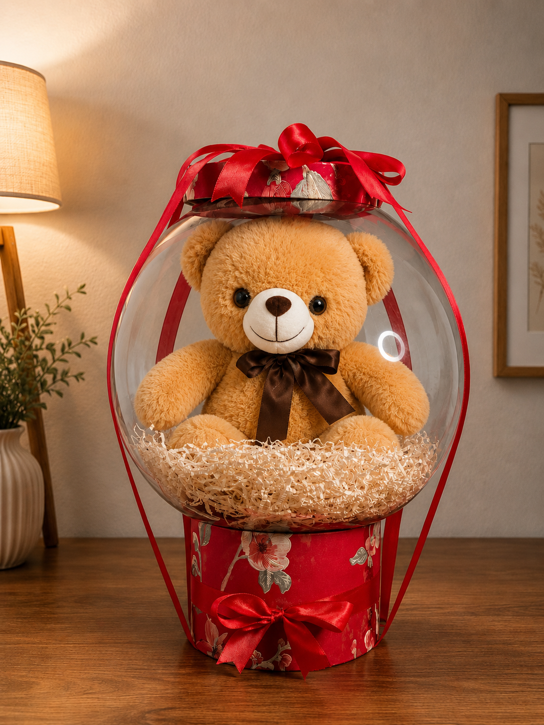 Golden Snuggle Teddy Balloon Hamper